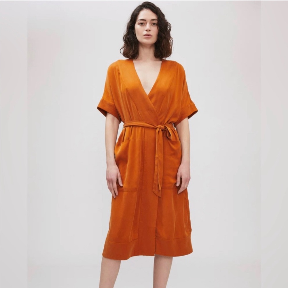Billy Reid Boho Burnt Orange Panelled Wrap Midi Dress in M